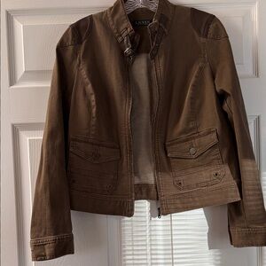 Brown Lauren Women's Jacket with leather trim